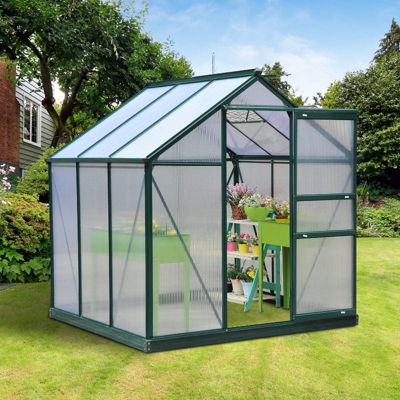 Outsunny 6' x 6' x 7' Polycarbonate Portable Walk-In Garden Greenhouse - 845-058