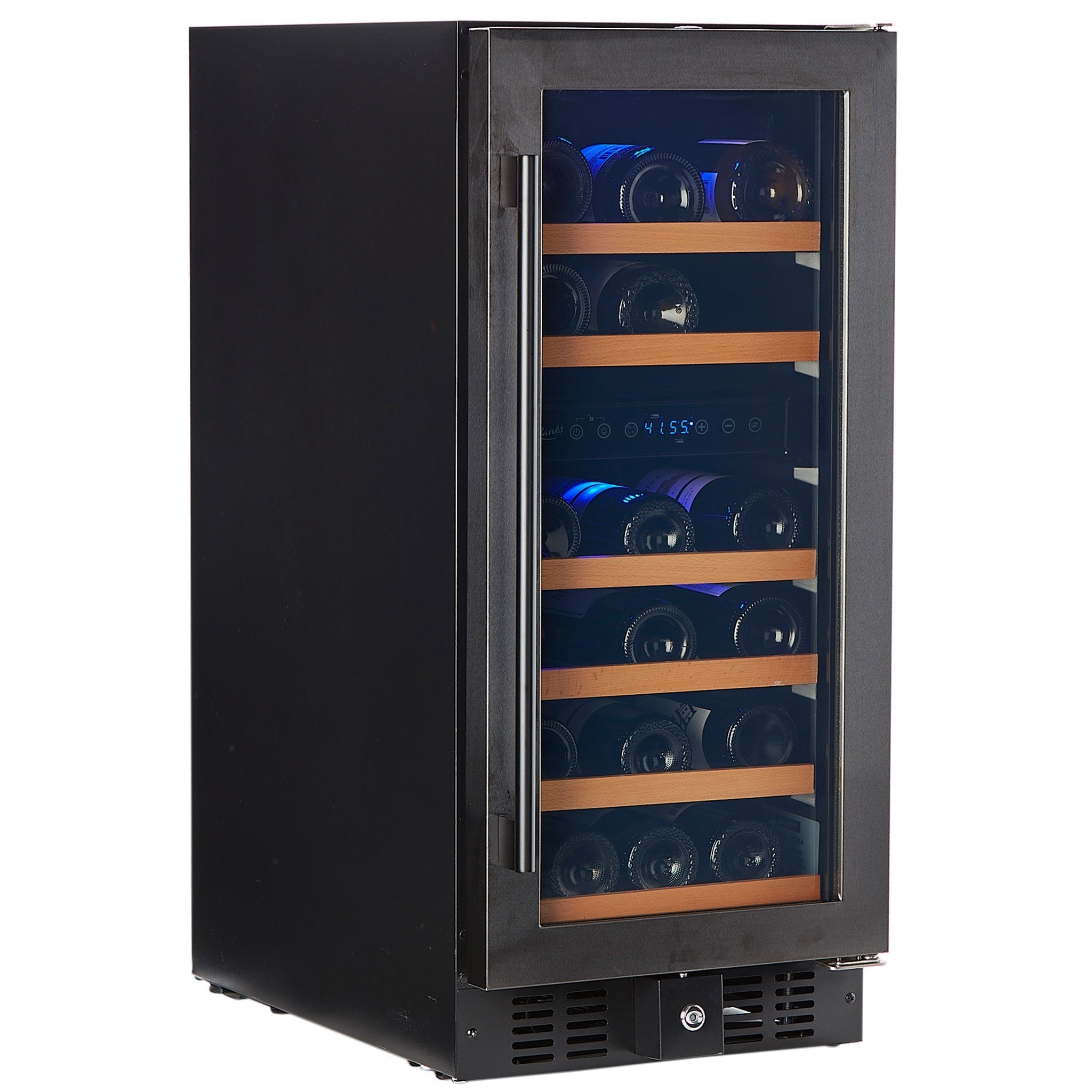 32 Bottle Black Stainless Under Counter Wine Cooler, Dual Zone - Backyard Provider