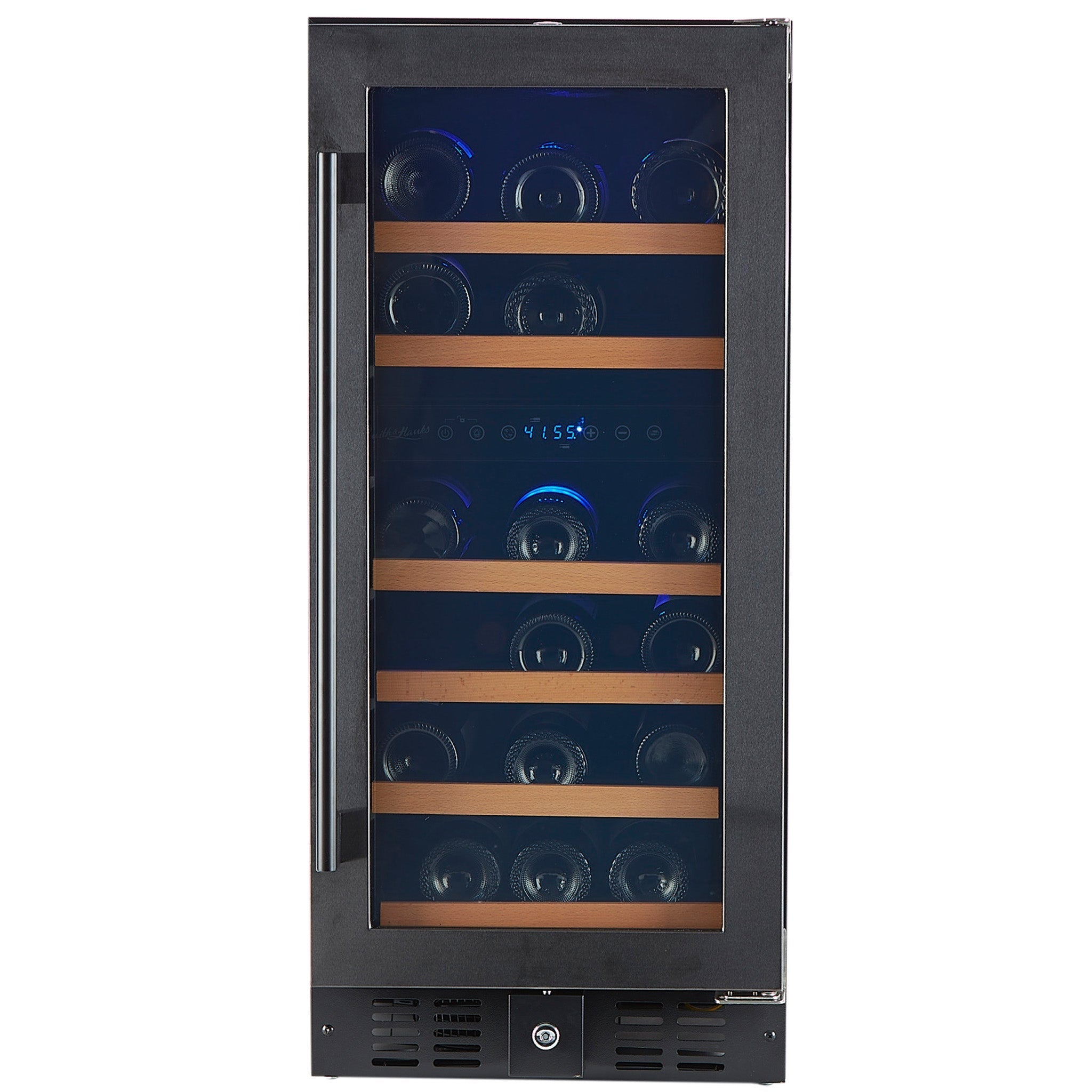 32 Bottle Black Stainless Under Counter Wine Cooler, Dual Zone - Backyard Provider