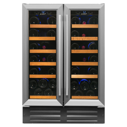 40 Bottle Dual Zone Wine Cooler, Stainless Steel Door Trim - Backyard Provider