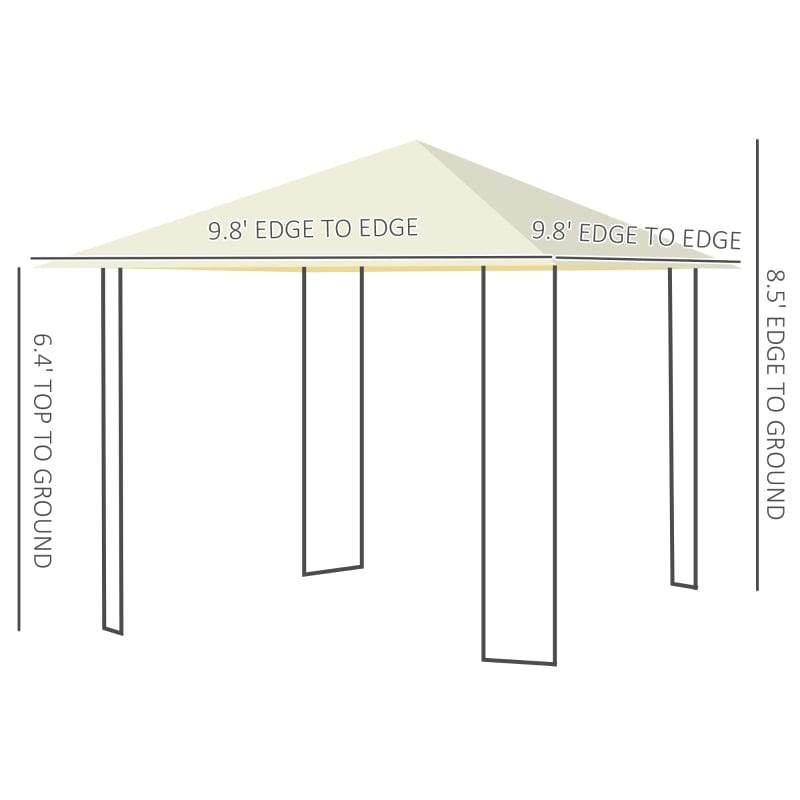 Outsunny 10'x10' Outdoor Modern Gazebo Canopy Cover with Cloth Side Panels - 01-0867