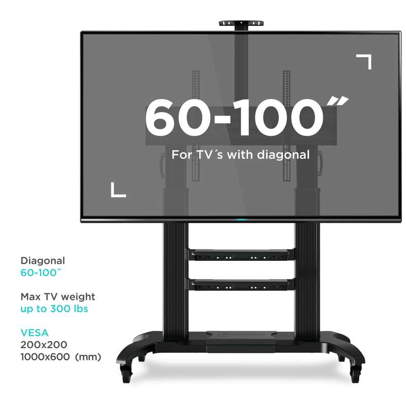 Mobile stand for TV or interactive panel 60"-100" max 301 lbs, black - TS2811-B