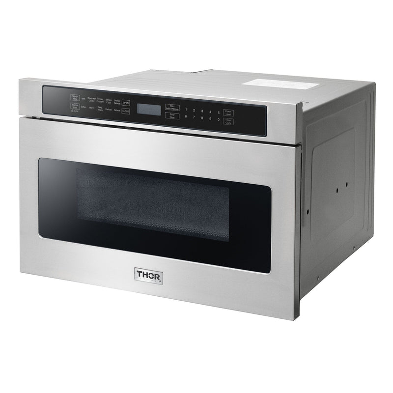 Thor Kitchen Appliance Package - 48 in. Gas Range, Range Hood, Dishwasher, Refrigerator with Water and Ice Dispenser, Microwave Drawer, AP-LRG4807U-13