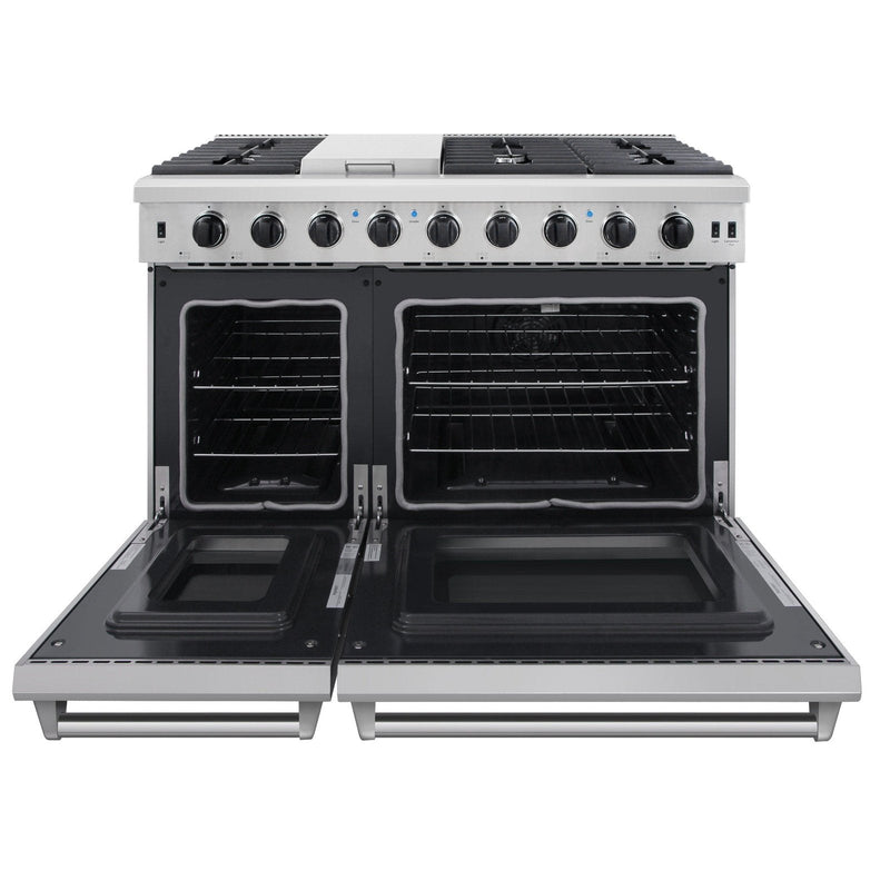 Thor Kitchen Appliance Package - 48 in. Propane Gas Range, Range Hood, Dishwasher, Refrigerator, Microwave Drawer, AP-LRG4807ULP-W-5