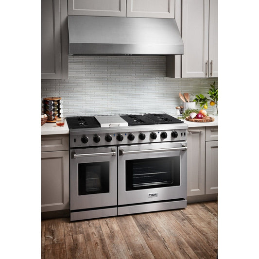 Thor Kitchen Appliance Package - 48 in. Gas Range, Range Hood, Dishwasher, Refrigerator - AP-LRG4807U-3