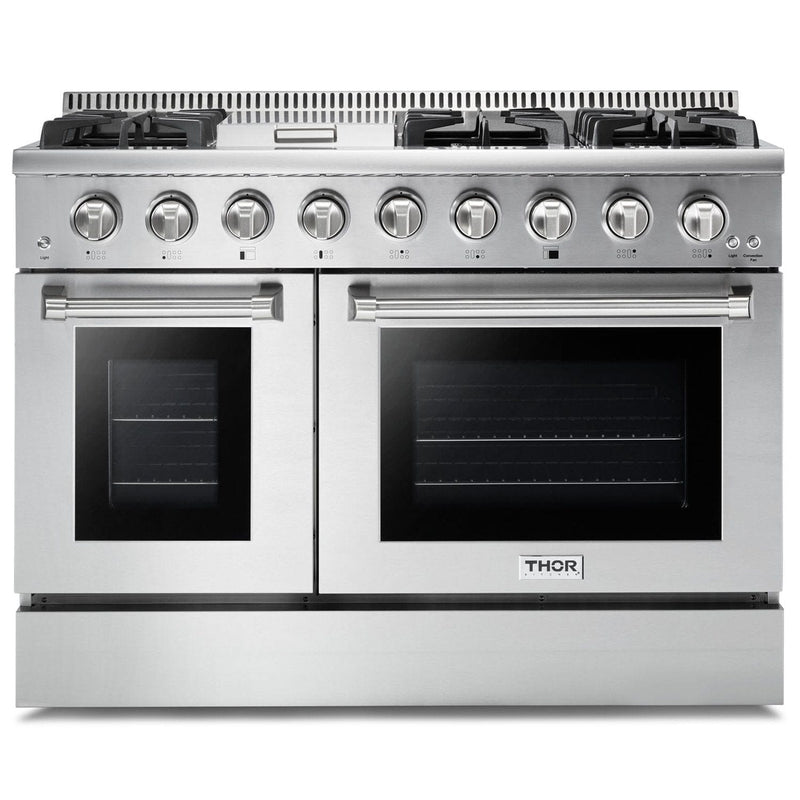 Thor Kitchen Professional 48 in. Gas Burner/Gas Oven Range, Refrigerator & Dishwasher Appliance Package, AP-HRG4808U-2