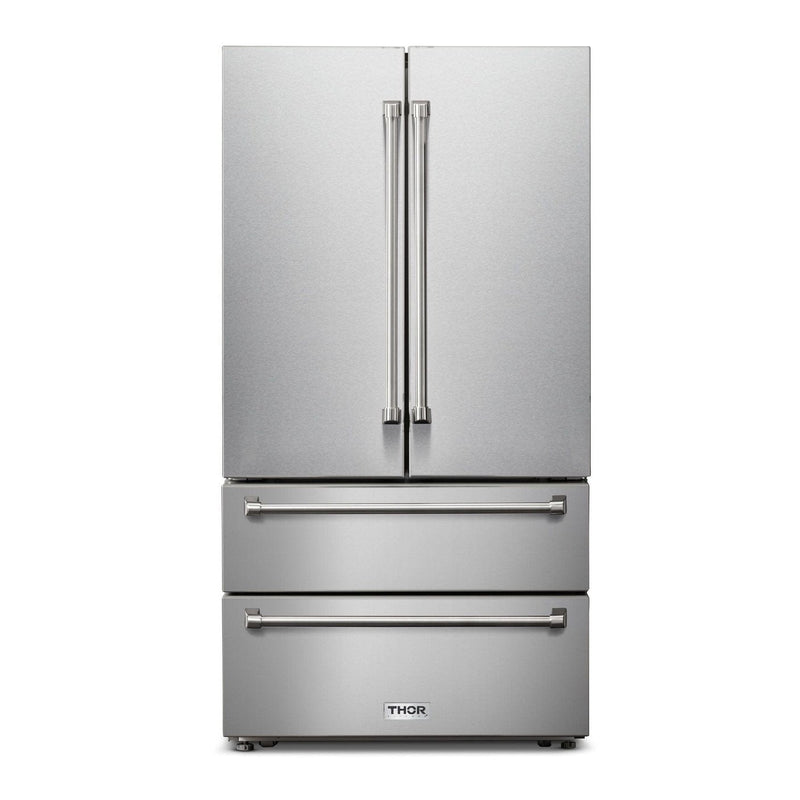 Thor Kitchen Appliance Package - 36 In. Gas Range, Range Hood, Refrigerator, Dishwasher, Wine Cooler, AP-TRG3601-C-3