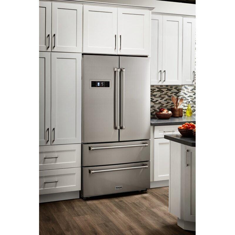 Thor Appliance Package - 48 In. Gas Range, Range Hood, Refrigerator, Dishwasher & Wine Cooler, AP-LRG4087U-4