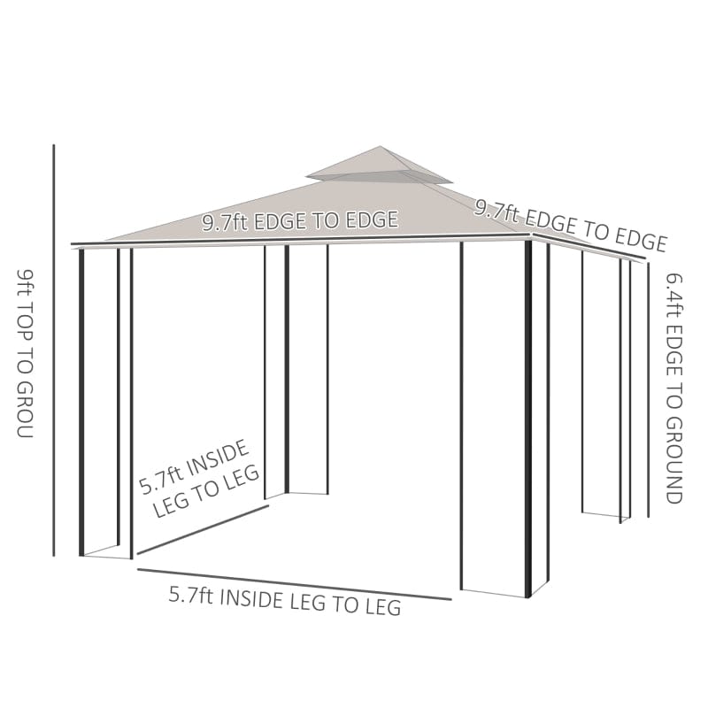 Outsunny 10' x 10' Steel Outdoor Garden Patio Gazebo Canopy - 84C-005