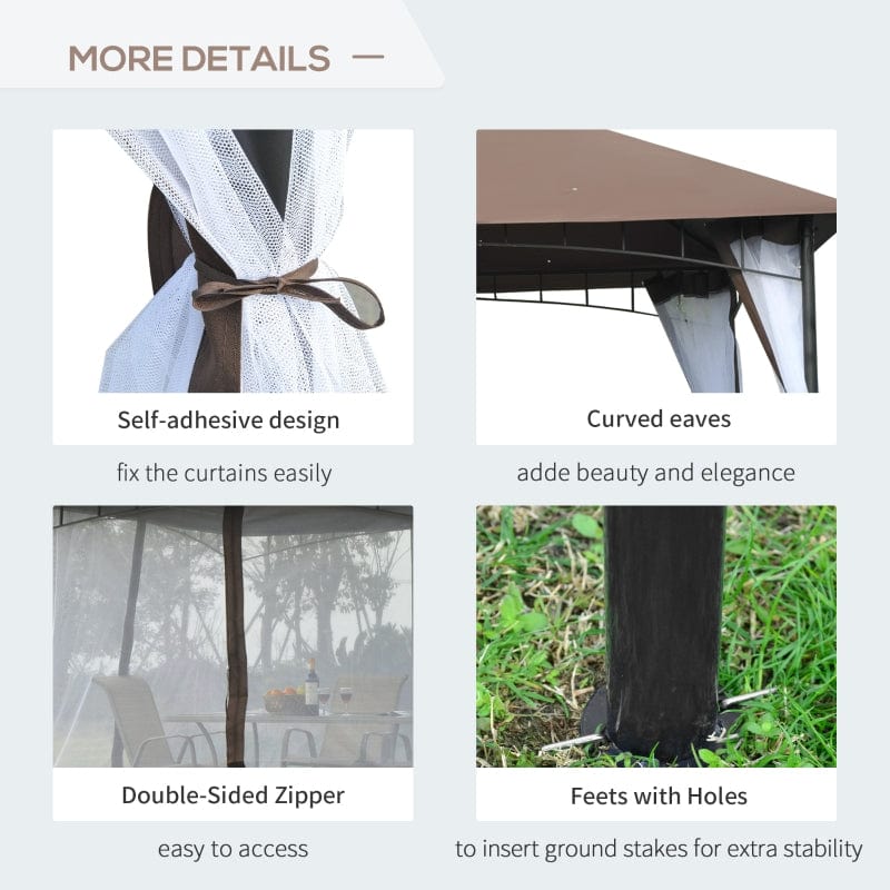 Outsunny 10' x 10' Steel Outdoor Patio Gazebo Canopy - 84C-010CF