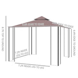 Outsunny 10'x10' Outdoor Gazebo, Double Tiered Canopy Tent - 01-0153