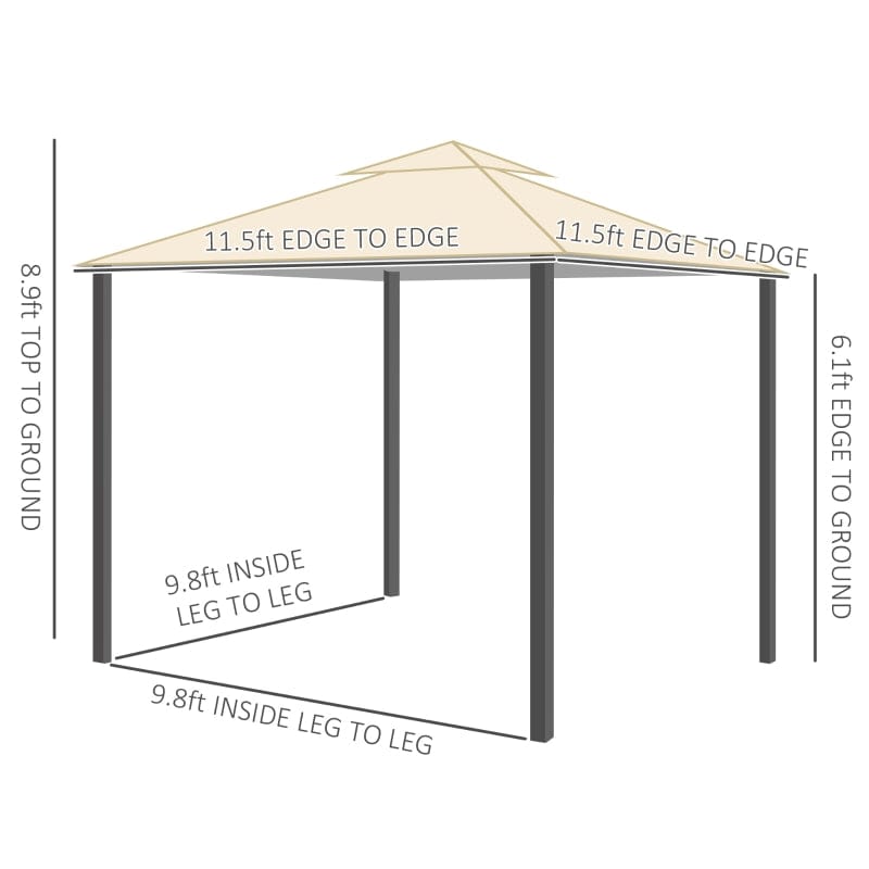 Outsunny 12' x 12' Outdoor Canopy Tent Party Gazebo with Double-Tier Roof - 84C-183BG