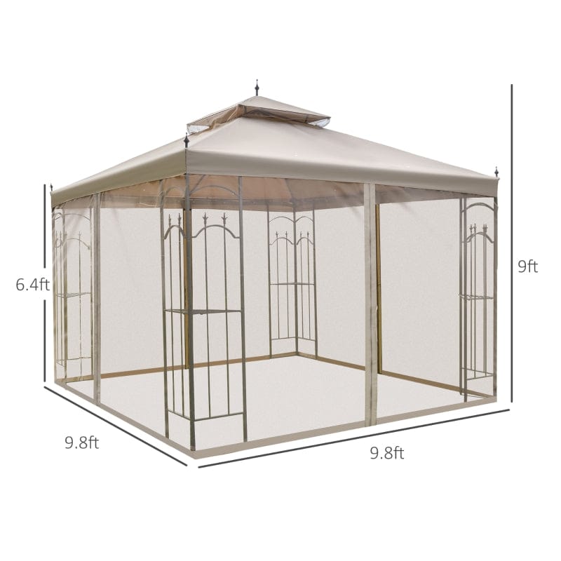 Outsunny 10' x 10' Steel Outdoor Patio Gazebo Canopy - 84C-028BN