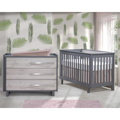 Tulip Urban Collection Convertible Crib and 3 Drawer Dresser XL 2-Piece Set