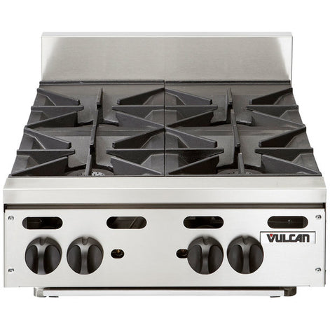 Vulcan 24” Heavy Duty Countertop 4-Burner Natural Gas Hot Plate - 120,000 BTU - VHP424