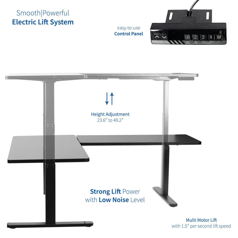 Vivo 67" x 60" Corner L-Shaped Standing Desk- Black - DESK-KIT-3E6B