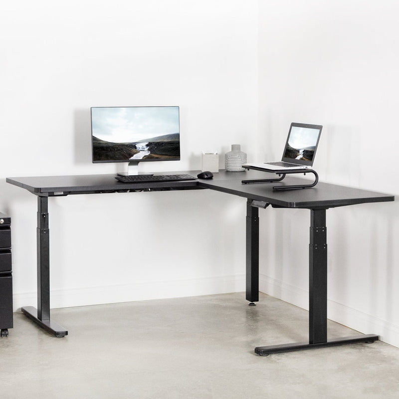 Vivo 67" x 60" Corner L-Shaped Standing Desk- Black - DESK-KIT-3E6B