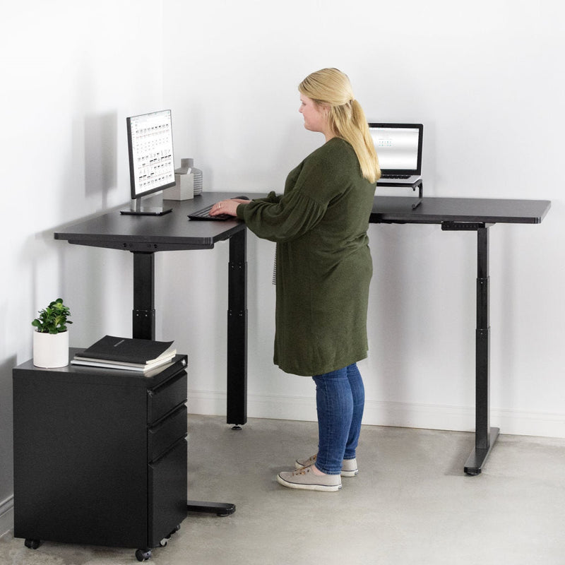 Vivo 67" x 60" Corner L-Shaped Standing Desk- Black - DESK-KIT-3E6B