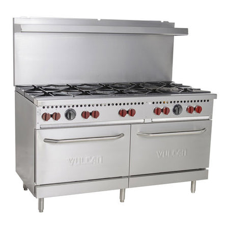 Vulcan 60" Natural Gas 10-Burner Range With 2 Standard Ovens- 358,000 BTU - SX60-10BN