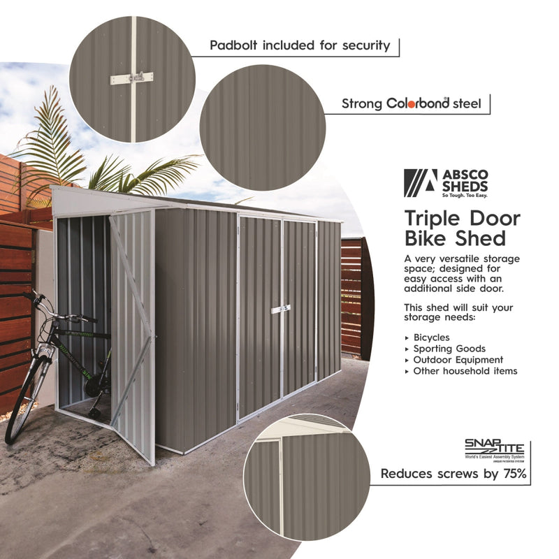 Absco | 10x5 ft Lean To Metal Bike Shed - AB1101