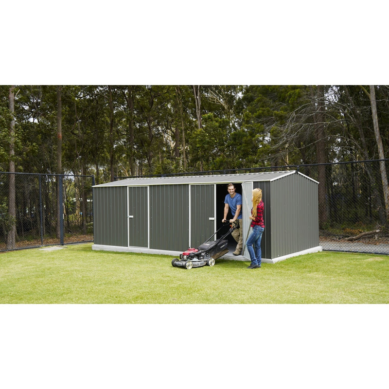 Absco | 20x10x6.6 ft Workshop Metal Shed - Woodland Gray - AB1118