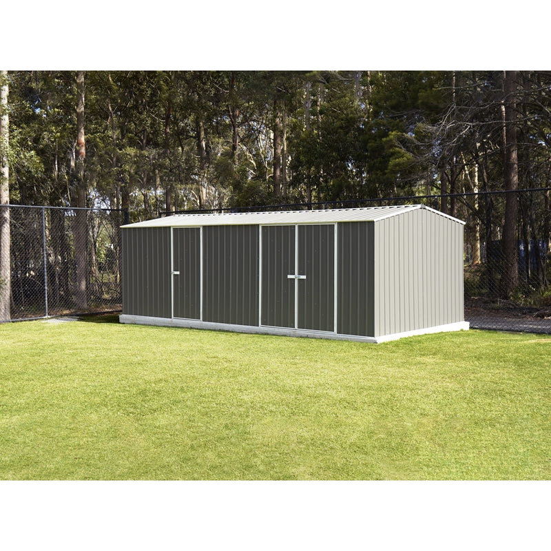 Absco | 20x10x6.6 ft Workshop Metal Shed - Woodland Gray - AB1118