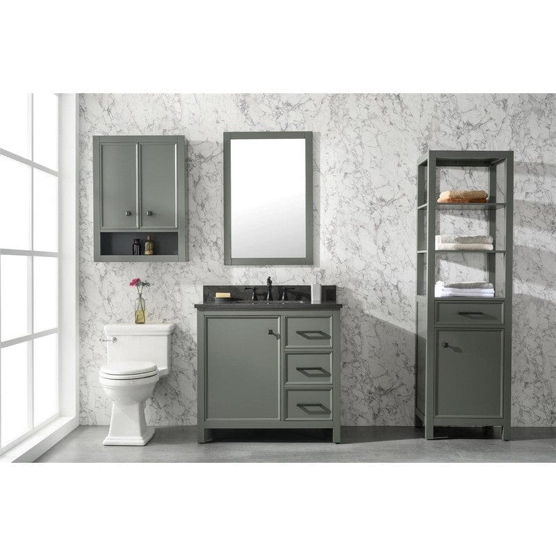 Legion Furniture WLF2136-PG 36 Inch Pewter Green Finish Sink Vanity Cabinet with Blue Lime Stone Top - Backyard Provider