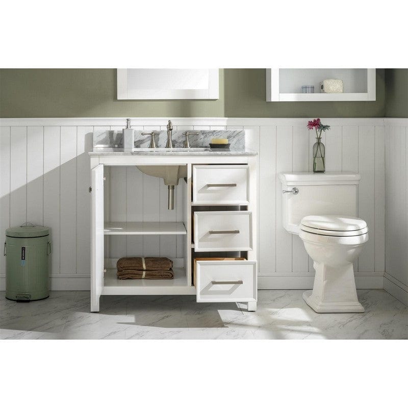 Legion Furniture WLF2136-W 36 Inch White Finish Sink Vanity Cabinet with Carrara White Top - Backyard Provider