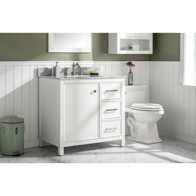 Legion Furniture WLF2136-W 36 Inch White Finish Sink Vanity Cabinet with Carrara White Top - Backyard Provider