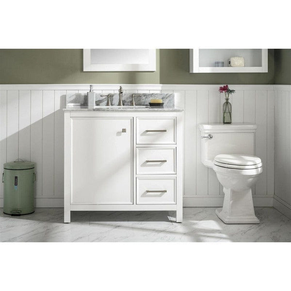 Legion Furniture WLF2136-W 36 Inch White Finish Sink Vanity Cabinet with Carrara White Top - Backyard Provider