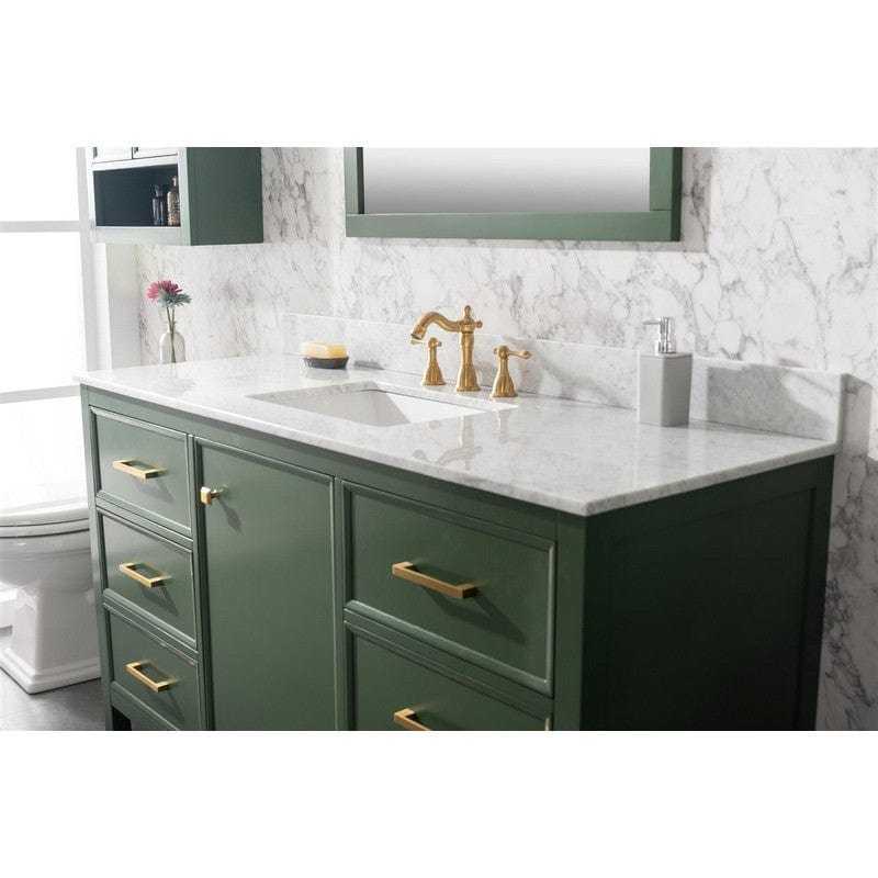 Legion Furniture WLF2160S-VG 60 Inch Vogue Green Finish Single Sink Vanity Cabinet with Carrara White Top - Backyard Provider