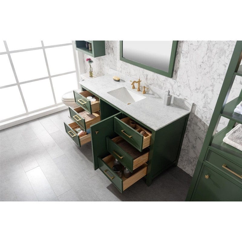 Legion Furniture WLF2160S-VG 60 Inch Vogue Green Finish Single Sink Vanity Cabinet with Carrara White Top - Backyard Provider