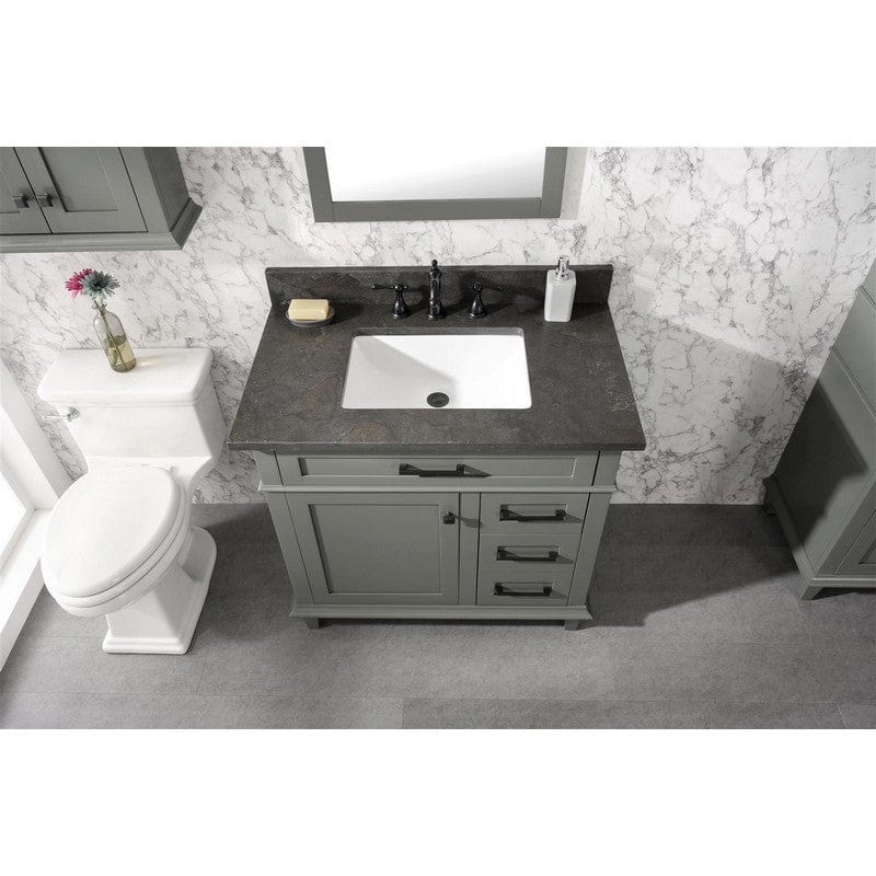 Legion Furniture WLF2236-PG 36 Inch Pewter Green Finish Sink Vanity Cabinet with Blue Lime Stone Top - Backyard Provider