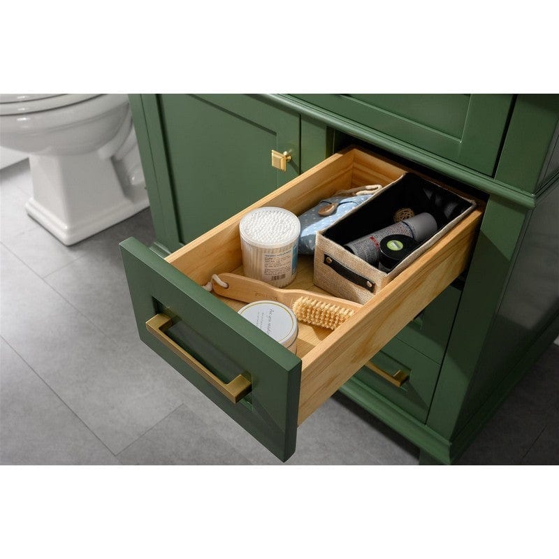 Legion Furniture WLF2236-VG 36 Inch Vogue Green Finish Sink Vanity Cabinet with Carrara White Top - Backyard Provider