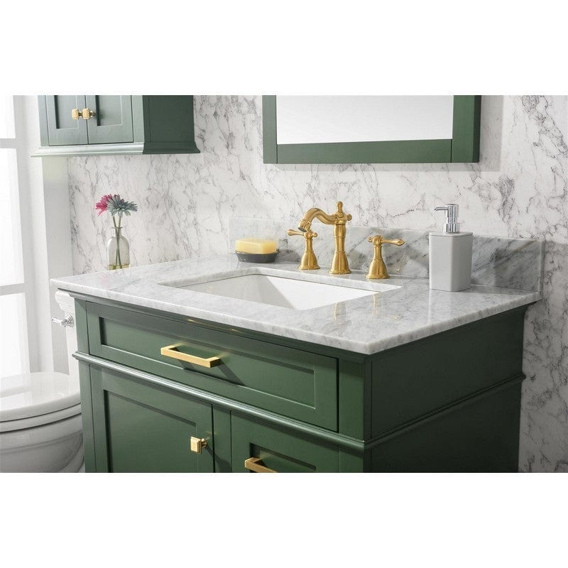 Legion Furniture WLF2236-VG 36 Inch Vogue Green Finish Sink Vanity Cabinet with Carrara White Top - Backyard Provider