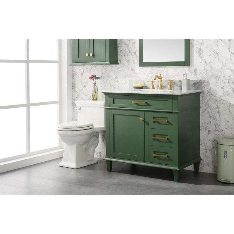 Legion Furniture WLF2236-VG 36 Inch Vogue Green Finish Sink Vanity Cabinet with Carrara White Top - Backyard Provider