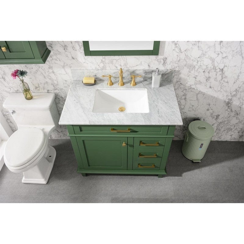 Legion Furniture WLF2236-VG 36 Inch Vogue Green Finish Sink Vanity Cabinet with Carrara White Top - Backyard Provider