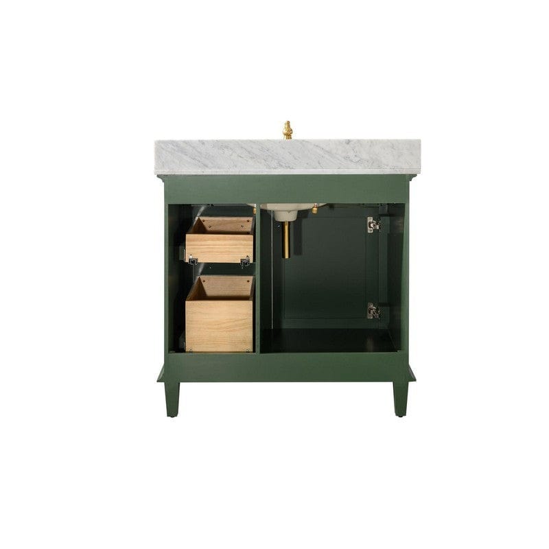 Legion Furniture WLF2236-VG 36 Inch Vogue Green Finish Sink Vanity Cabinet with Carrara White Top - Backyard Provider