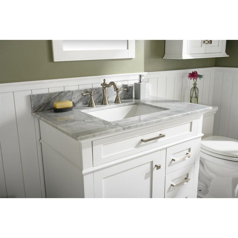 Legion Furniture WLF2236-W 36 Inch White Finish Sink Vanity Cabinet with Carrara White Top - Backyard Provider