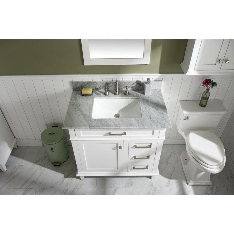 Legion Furniture WLF2236-W 36 Inch White Finish Sink Vanity Cabinet with Carrara White Top - Backyard Provider