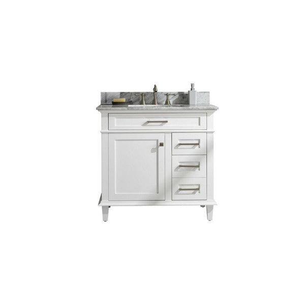 Legion Furniture WLF2236-W 36 Inch White Finish Sink Vanity Cabinet with Carrara White Top - Backyard Provider