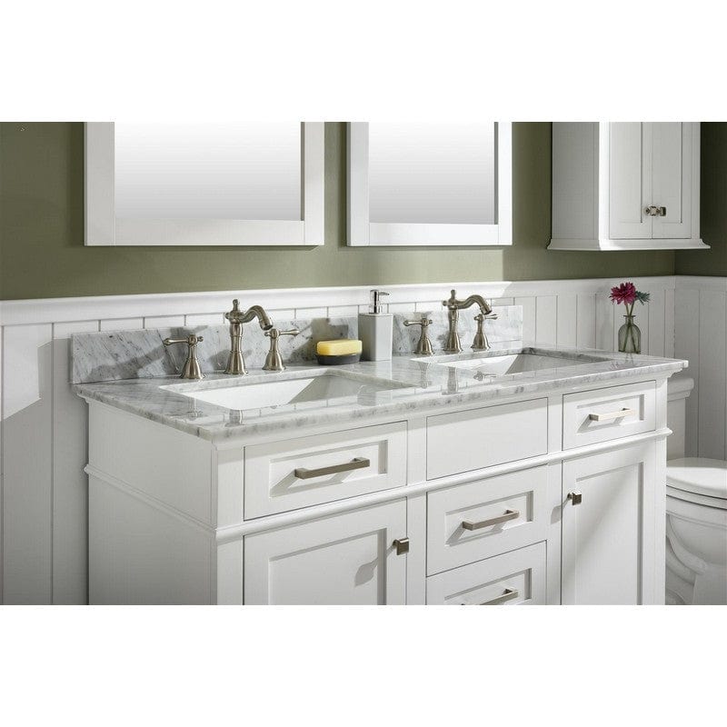 Legion Furniture WLF2254-W 54 Inch White Finish Double Sink Vanity Cabinet with Carrara White Top - Backyard Provider