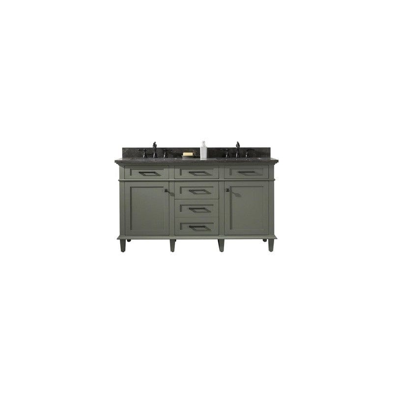 Legion Furniture WLF2260D-PG 60 Inch Pewter Green Finish Double Sink Vanity Cabinet with Blue Lime Stone Top - Backyard Provider