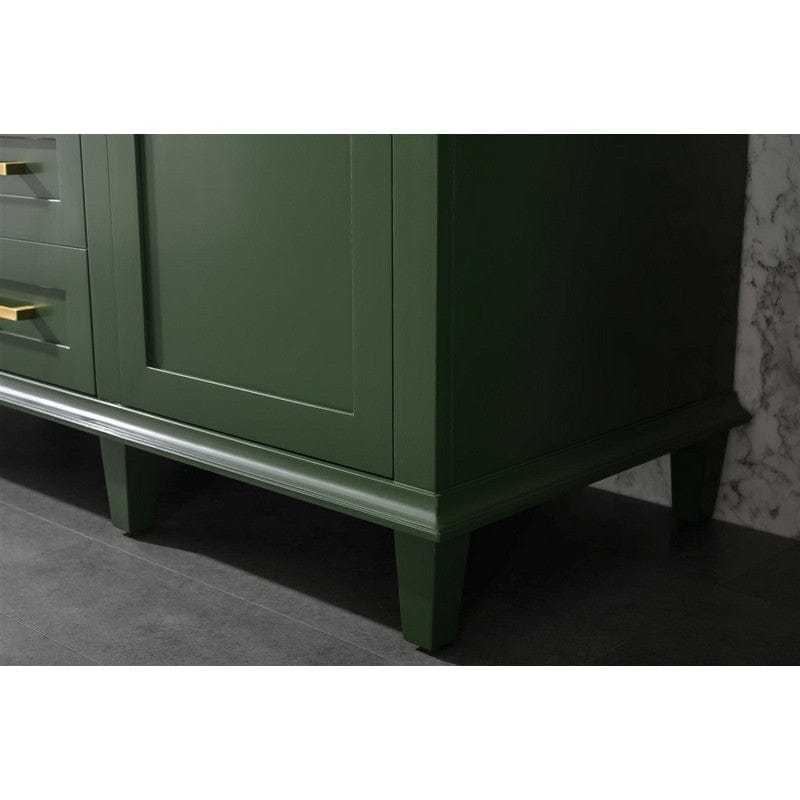 Legion Furniture WLF2260D-VG 60 Inch Vogue Green Finish Double Sink Vanity Cabinet with Carrara White Top - Backyard Provider