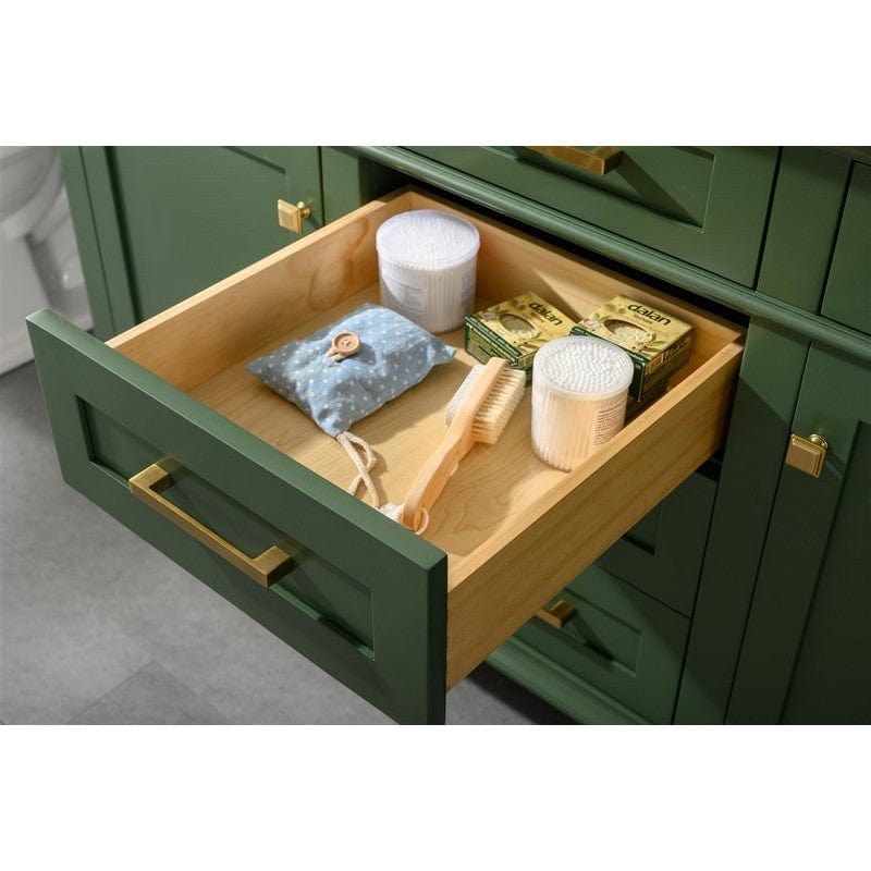 Legion Furniture WLF2260D-VG 60 Inch Vogue Green Finish Double Sink Vanity Cabinet with Carrara White Top - Backyard Provider