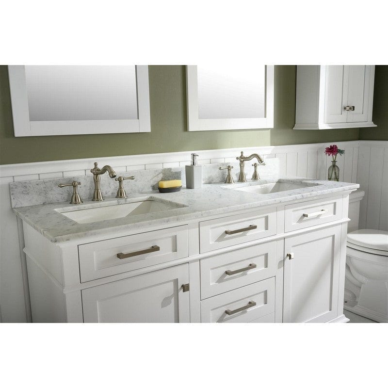 Legion Furniture WLF2260D-W 60 Inch White Finish Double Sink Vanity Cabinet with Carrara White Top - Backyard Provider