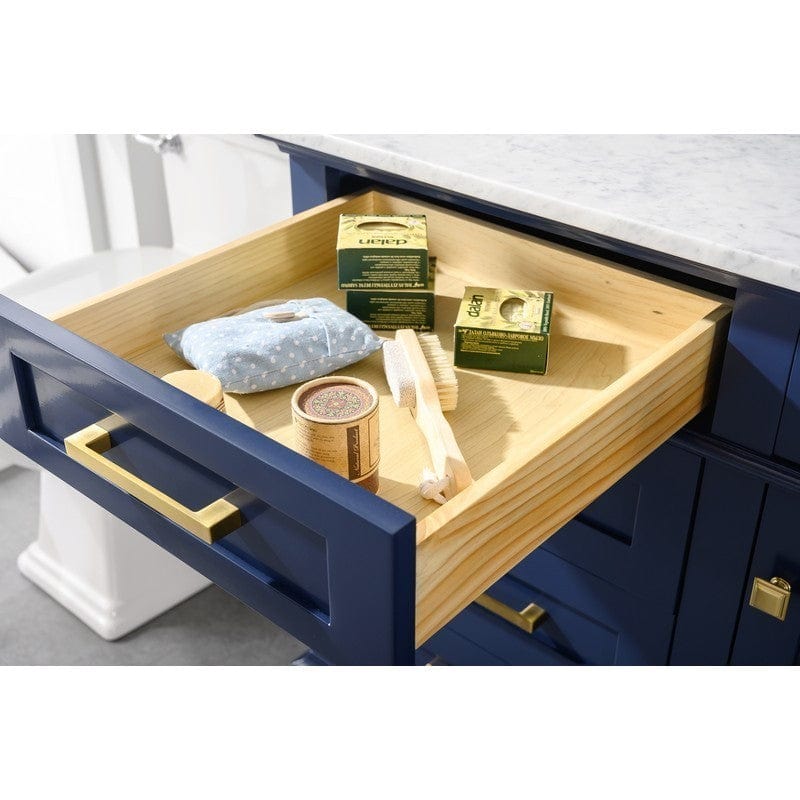 Legion Furniture WLF2260S-B 60 Inch Blue Finish Single Sink Vanity Cabinet with Carrara White Top - Backyard Provider