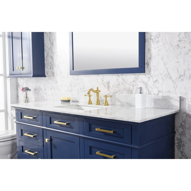 Legion Furniture WLF2260S-B 60 Inch Blue Finish Single Sink Vanity Cabinet with Carrara White Top - Backyard Provider