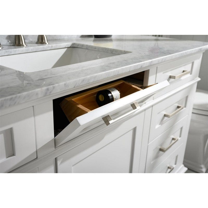 Legion Furniture WLF2260S-W 60 Inch White Finish Single Sink Vanity Cabinet with Carrara White Top - Backyard Provider