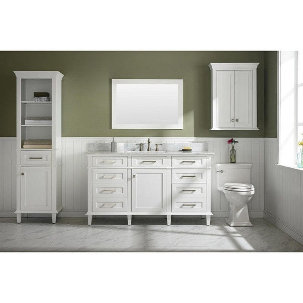 Legion Furniture WLF2260S-W 60 Inch White Finish Single Sink Vanity Cabinet with Carrara White Top - Backyard Provider